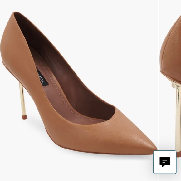 BCBG MAXAZRIA MARAIN CHESTNUT LEATHER PUMP GOLD METAL HEEL SZ 8M/39 NIB $258 - Picture 9 of 11